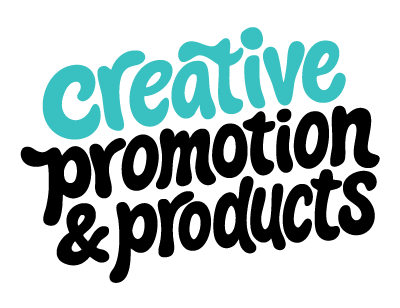 Stylized text logo reads “creative promotion & products” with “creative” in light blue and “promotion & products” in bold black, all in a playful, rounded font—perfect for brands seeking standout custom merchandise or promotional products.
